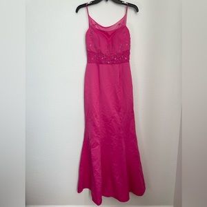 Pink Long Dress with Beads